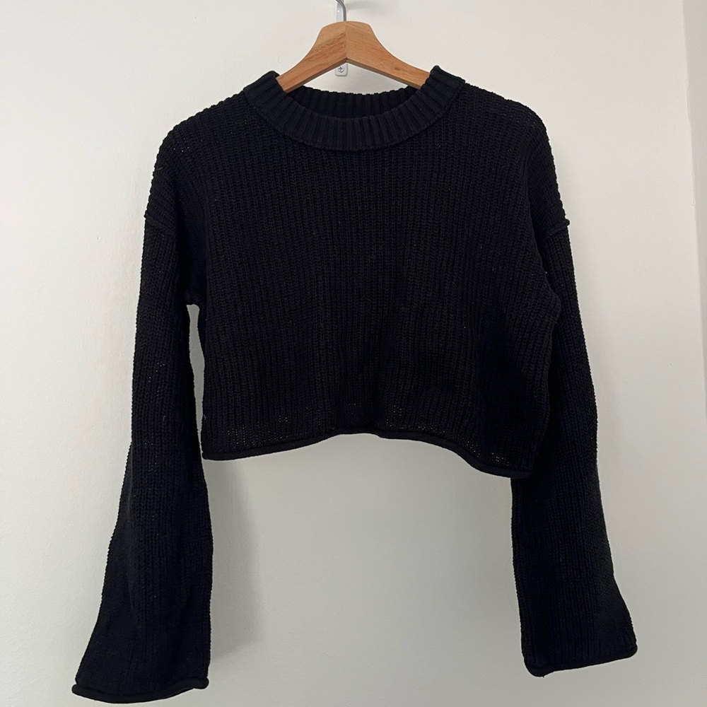 Bell Sleeve Crop Sweater